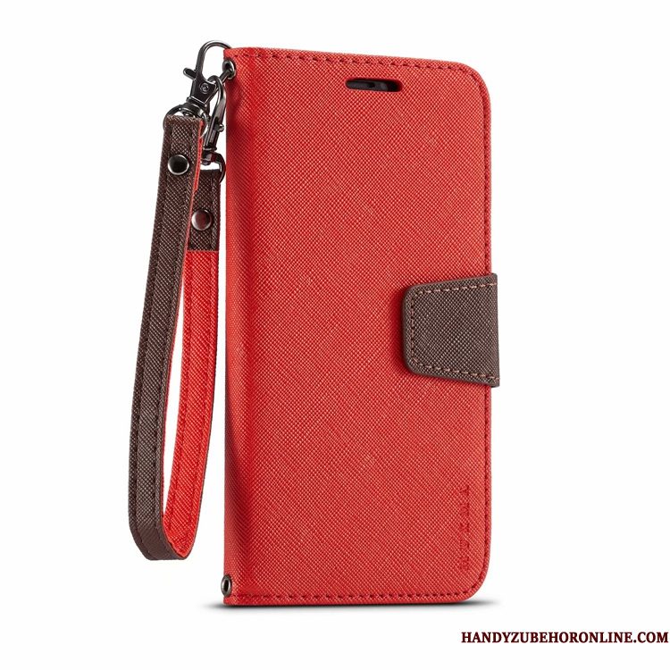 Hoesje Samsung Galaxy S10 5g Leer Telefoon Canvas, Hoes Samsung Galaxy S10 5g Folio Rood