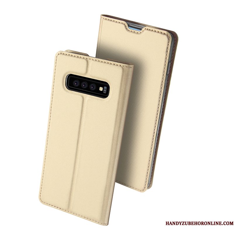 Hoesje Samsung Galaxy S10+ Bescherming Telefoon Goud, Hoes Samsung Galaxy S10+ Portemonnee Kaart Bedrijf