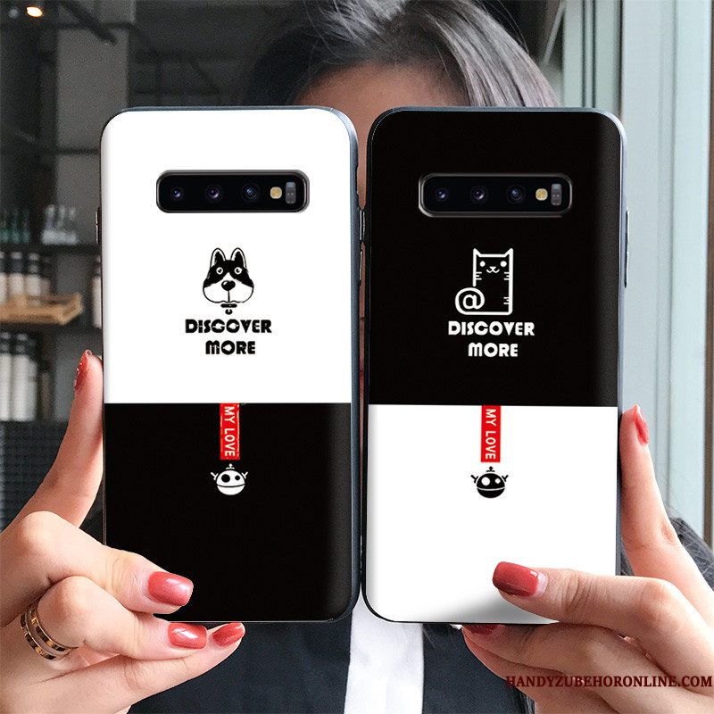 Hoesje Samsung Galaxy S10+ Bescherming Zwart Mooie, Hoes Samsung Galaxy S10+ Spotprent Trendy Merk Eenvoudige