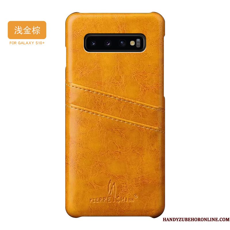 Hoesje Samsung Galaxy S10+ Leer Telefoon Trendy Merk, Hoes Samsung Galaxy S10+ Scheppend Nieuw Persoonlijk