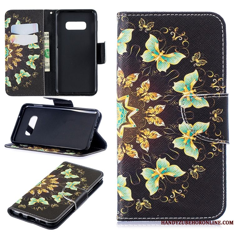 Hoesje Samsung Galaxy S10 Leer Zwart Trend, Hoes Samsung Galaxy S10 Folio