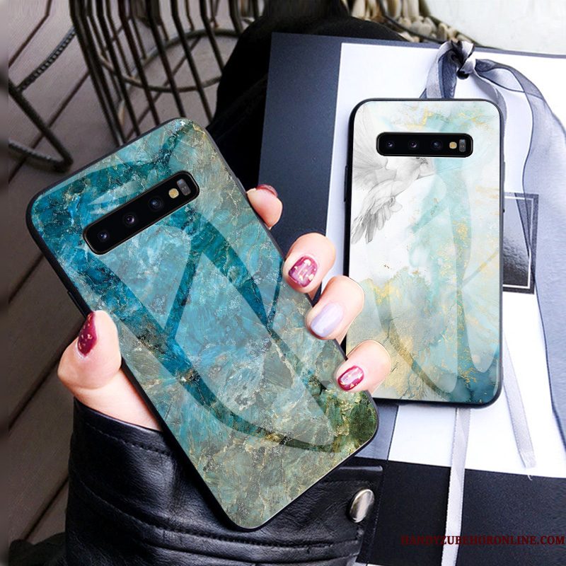 Hoesje Samsung Galaxy S10 Luxe Eenvoudige Grote, Hoes Samsung Galaxy S10 Zakken Gehard Glas Hanger