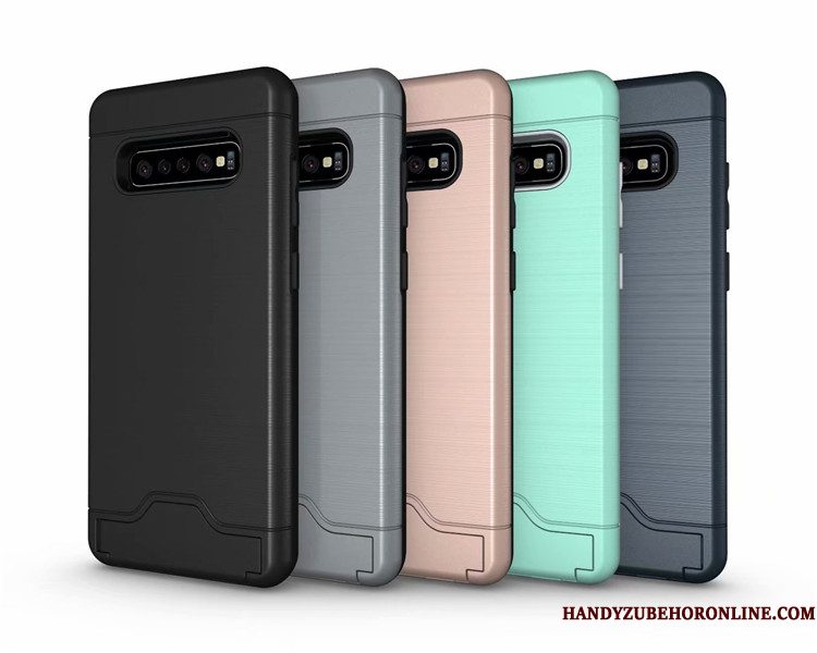 Hoesje Samsung Galaxy S10 Ondersteuning Kaart Anti-fall, Hoes Samsung Galaxy S10 Bescherming Grijs Zijde