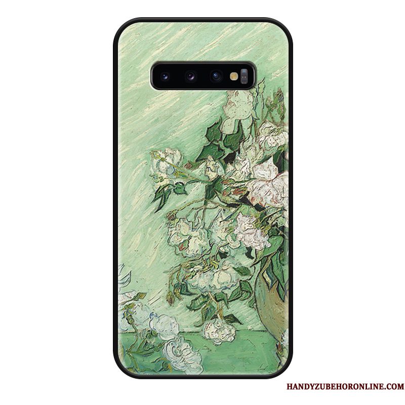 Hoesje Samsung Galaxy S10+ Reliëf Roze Hoge, Hoes Samsung Galaxy S10+ Luxe Trend Groen