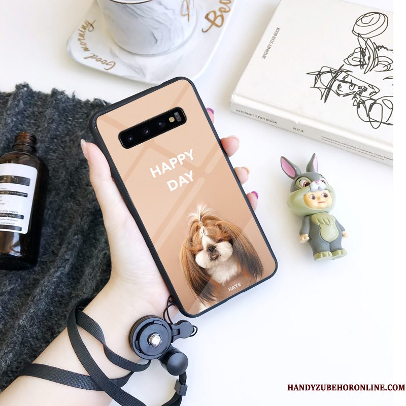 Hoesje Samsung Galaxy S10 Scheppend Telefoon Gehard Glas, Hoes Samsung Galaxy S10 Zakken Zoet Persoonlijk