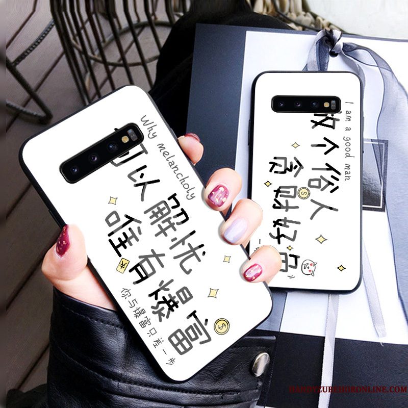 Hoesje Samsung Galaxy S10 Scheppend Trendy Merk Anti-fall, Hoes Samsung Galaxy S10 Bescherming Persoonlijk Wit