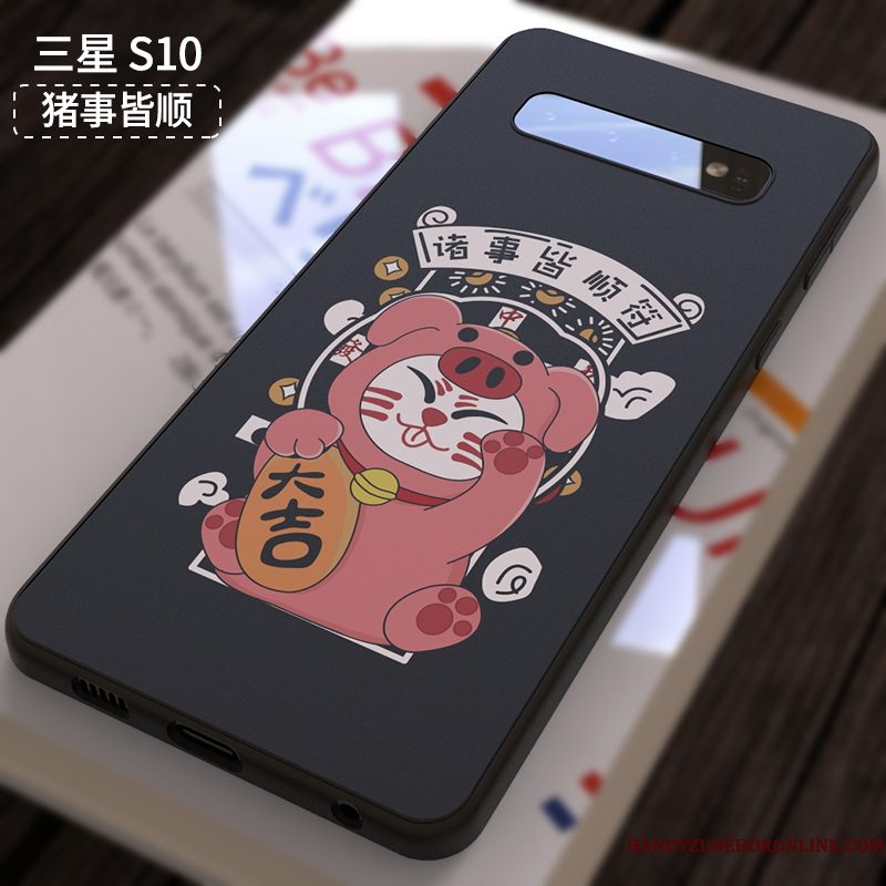 Hoesje Samsung Galaxy S10 Siliconen Anti-falltelefoon, Hoes Samsung Galaxy S10 Zacht Zwart Mooie