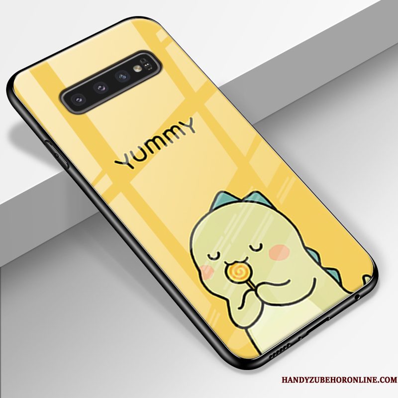 Hoesje Samsung Galaxy S10+ Siliconen Mooie Trend, Hoes Samsung Galaxy S10+ Zakken Geel Mini