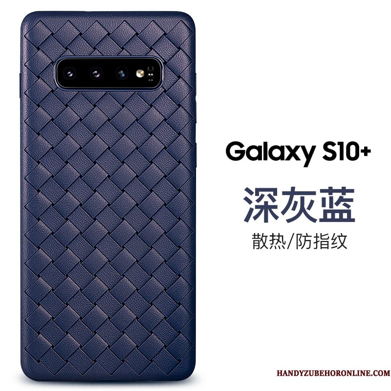 Hoesje Samsung Galaxy S10+ Zacht Blauw Bedrijf, Hoes Samsung Galaxy S10+ Leer Persoonlijk Ademend