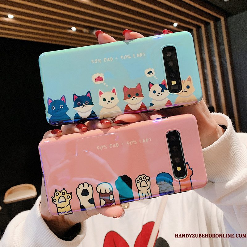 Hoesje Samsung Galaxy S10 Zacht Lovers Net Red, Hoes Samsung Galaxy S10 Siliconen Blauw Roze