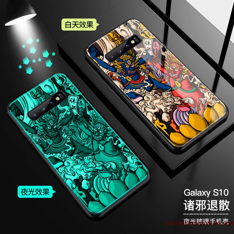Hoesje Samsung Galaxy S10 Zakken Glas Trendy Merk, Hoes Samsung Galaxy S10 Bescherming Anti-fall Trend