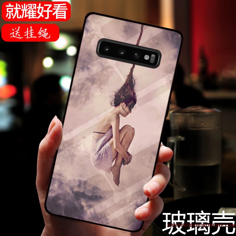 Hoesje Samsung Galaxy S10 Zakken Trend Roze, Hoes Samsung Galaxy S10 Mode Glas Pas