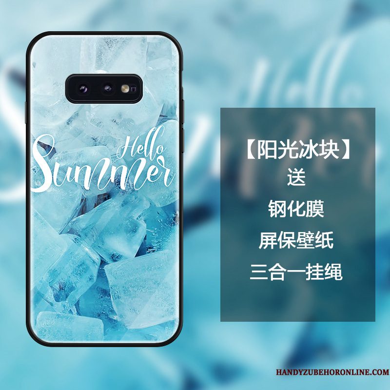 Hoesje Samsung Galaxy S10e Bescherming Trendy Merk Anti-fall, Hoes Samsung Galaxy S10e Zakken Blauw Letter