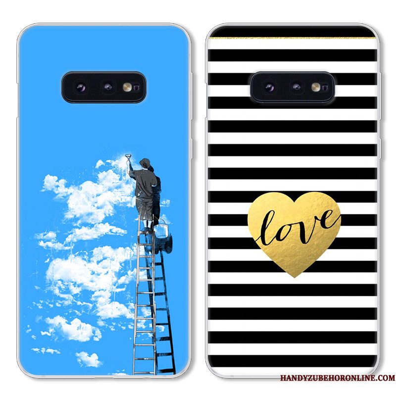 Hoesje Samsung Galaxy S10e Zacht Anti-fall Blauw, Hoes Samsung Galaxy S10e Bescherming Telefoon Wit