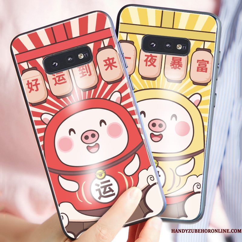 Hoesje Samsung Galaxy S10e Zacht Anti-fall Rood, Hoes Samsung Galaxy S10e Spotprent Glastelefoon