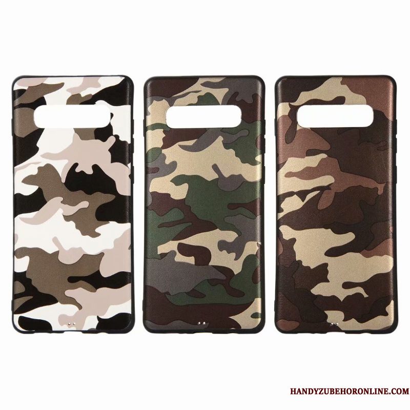 Hoesje Samsung Galaxy S10e Zacht Trendy Merk Camouflage, Hoes Samsung Galaxy S10e Bescherming Groen Schrobben