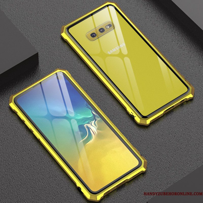 Hoesje Samsung Galaxy S10e Zakken Glas Doorzichtig, Hoes Samsung Galaxy S10e Metaal Dun Anti-fall