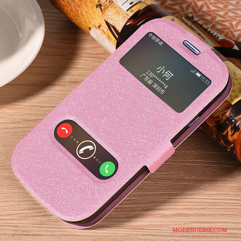 Hoesje Samsung Galaxy S3 Leer Telefoon Trend, Hoes Samsung Galaxy S3 Bescherming Roze