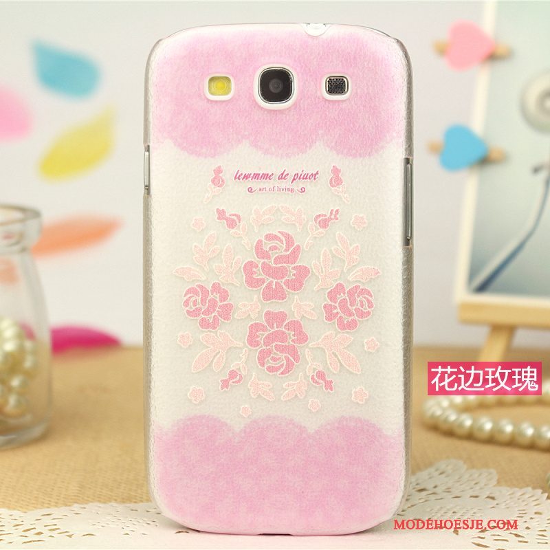 Hoesje Samsung Galaxy S3 Spotprent Patroon Trend, Hoes Samsung Galaxy S3 Leer Telefoon Roze