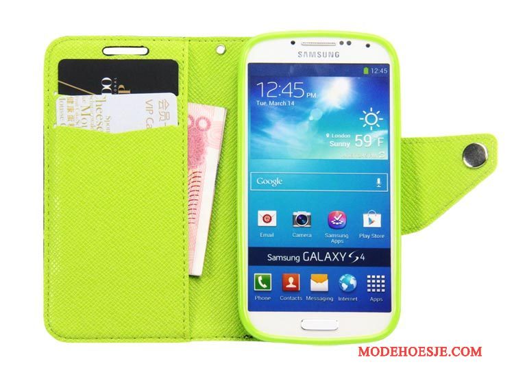 Hoesje Samsung Galaxy S4 Bescherming Groen, Hoes Samsung Galaxy S4 Leer