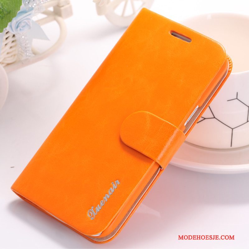 Hoesje Samsung Galaxy S4 Bescherming Telefoon Oranje, Hoes Samsung Galaxy S4 Leer