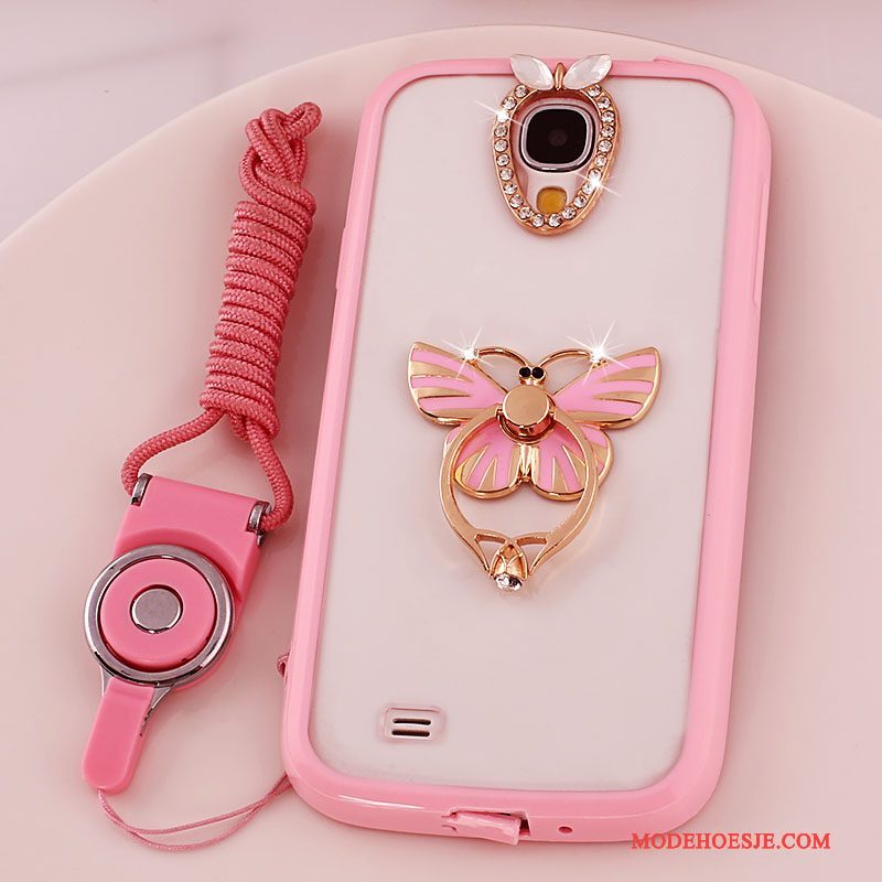 Hoesje Samsung Galaxy S4 Siliconen Doorzichtig Hanger, Hoes Samsung Galaxy S4 Bescherming Telefoon Roze