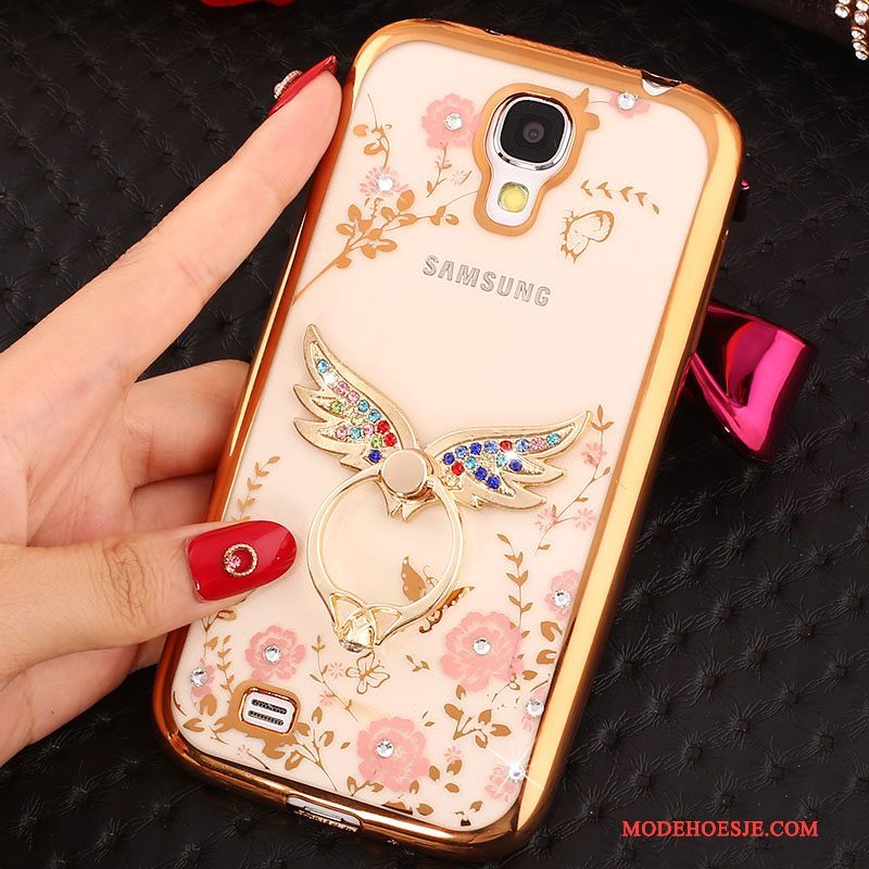 Hoesje Samsung Galaxy S4 Siliconen Telefoon Ring, Hoes Samsung Galaxy S4 Strass Goud