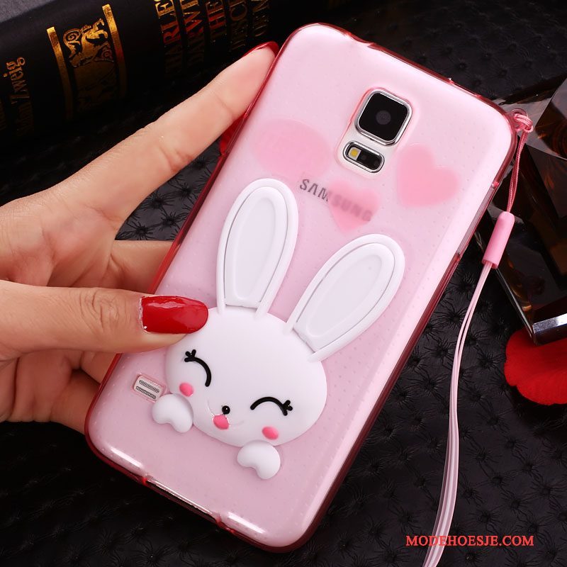 Hoesje Samsung Galaxy S5 Siliconen Telefoon Roze, Hoes Samsung Galaxy S5 Zacht Hanger Anti-fall