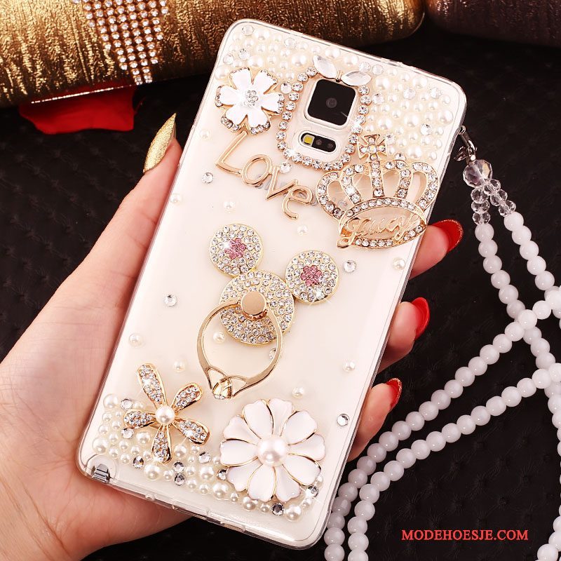 Hoesje Samsung Galaxy S5 Zacht Goud Hanger, Hoes Samsung Galaxy S5 Siliconen Ringtelefoon