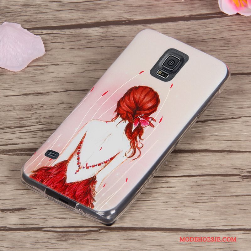 Hoesje Samsung Galaxy S5 Zacht Roodtelefoon, Hoes Samsung Galaxy S5 Siliconen Anti-fall