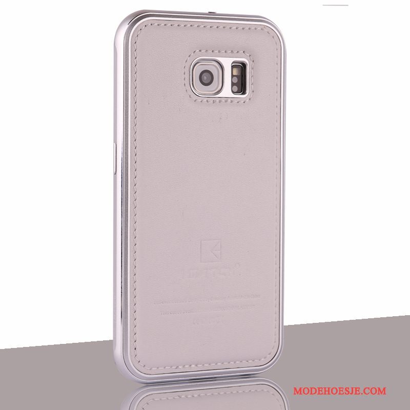 Hoesje Samsung Galaxy S6 Bescherming Telefoon Grijs, Hoes Samsung Galaxy S6 Leer Omlijsting