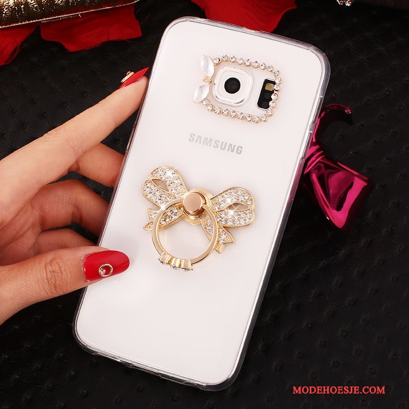 Hoesje Samsung Galaxy S6 Edge + Bescherming Goud Ring, Hoes Samsung Galaxy S6 Edge + Strass