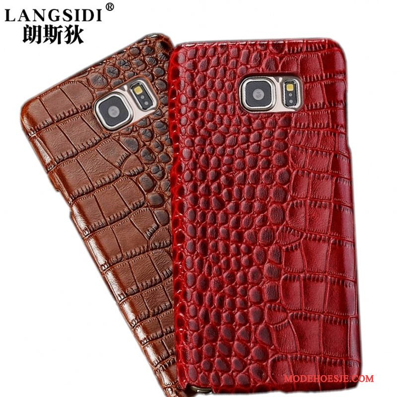 Hoesje Samsung Galaxy S6 Edge + Leer Achterklep Rood, Hoes Samsung Galaxy S6 Edge + Bescherming Telefoon