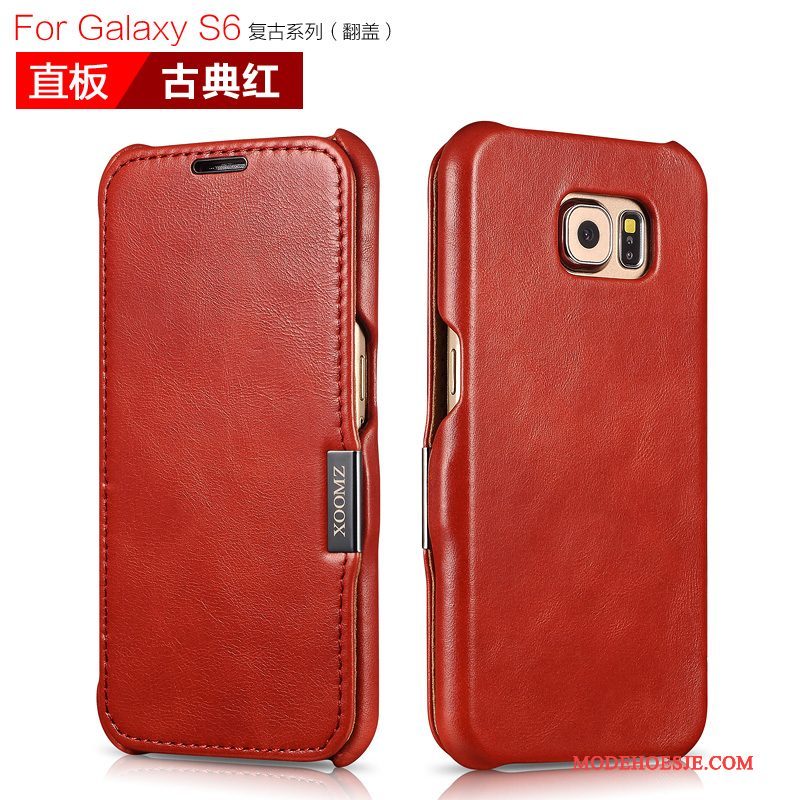 Hoesje Samsung Galaxy S6 Edge + Leer Rood, Hoes Samsung Galaxy S6 Edge +