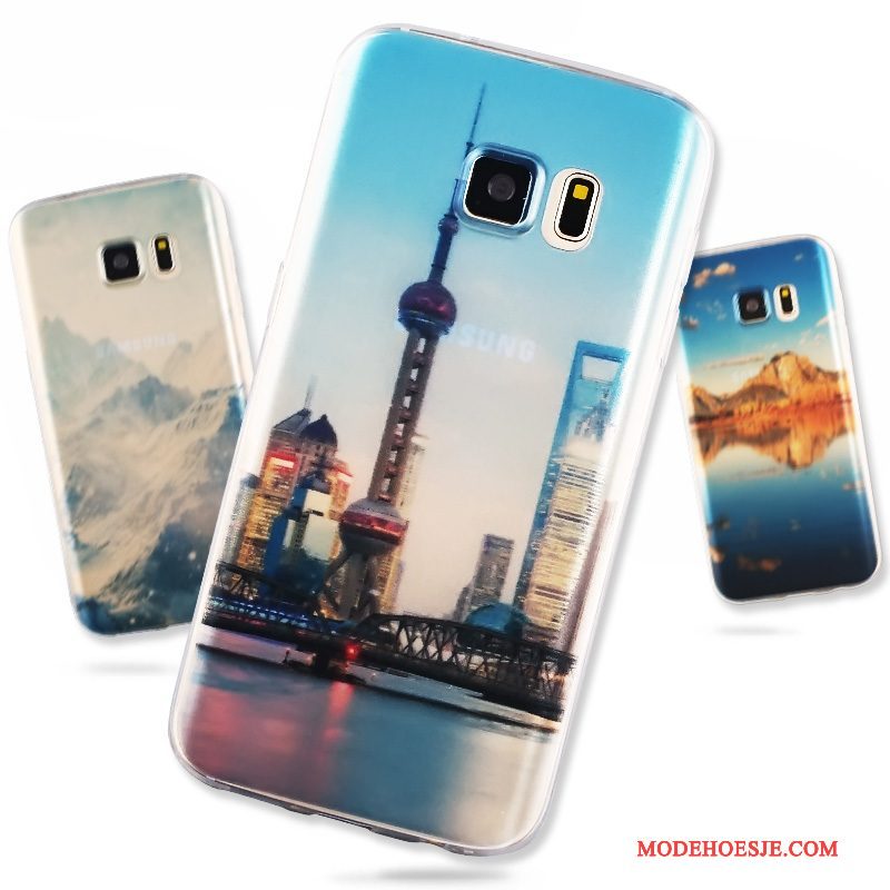 Hoesje Samsung Galaxy S6 Edge Siliconen Telefoon Blauw, Hoes Samsung Galaxy S6 Edge Bescherming