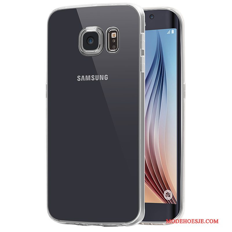 Hoesje Samsung Galaxy S6 Edge + Zacht Doorzichtig Wit, Hoes Samsung Galaxy S6 Edge + Siliconen Duntelefoon