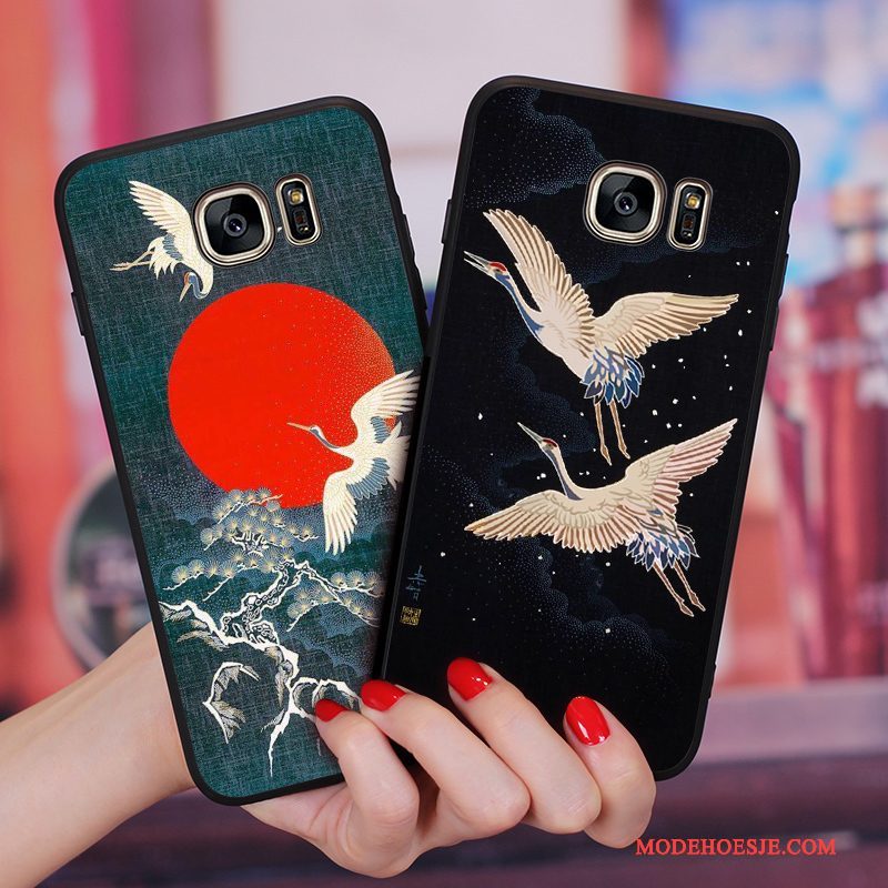 Hoesje Samsung Galaxy S6 Edge + Zakken Chinese Stijl Hanger, Hoes Samsung Galaxy S6 Edge + Zacht Anti-fall Handbeschilderde