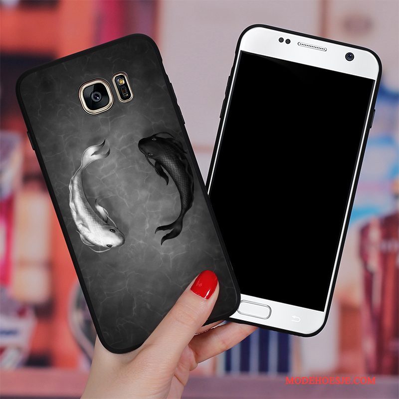 Hoesje Samsung Galaxy S6 Edge + Zakken Diepe Kleurtelefoon, Hoes Samsung Galaxy S6 Edge + Zacht Hanger Grijs