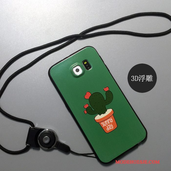 Hoesje Samsung Galaxy S6 Siliconen Anti-fall Groen, Hoes Samsung Galaxy S6 Spotprent Telefoon Omlijsting