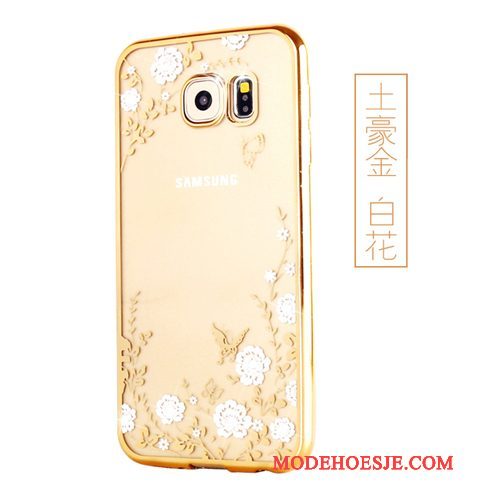 Hoesje Samsung Galaxy S6 Zacht Klittenband Ring, Hoes Samsung Galaxy S6 Bescherming Goudtelefoon
