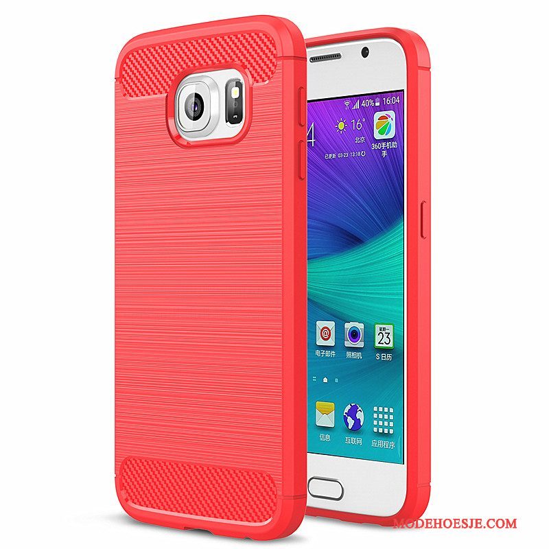 Hoesje Samsung Galaxy S6 Zakken Rood, Hoes Samsung Galaxy S6 Zacht