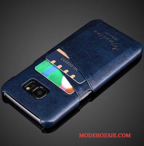 Hoesje Samsung Galaxy S7 Edge Leer Kaarttelefoon, Hoes Samsung Galaxy S7 Edge Bescherming High End Blauw