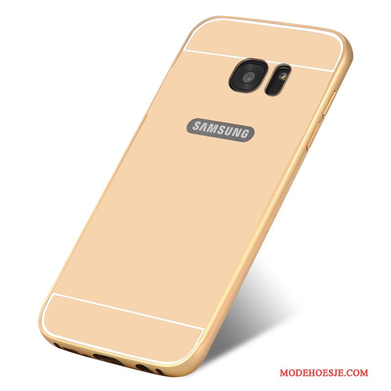 Hoesje Samsung Galaxy S7 Edge Metaal Goud Omlijsting, Hoes Samsung Galaxy S7 Edge Bescherming Telefoon Anti-fall