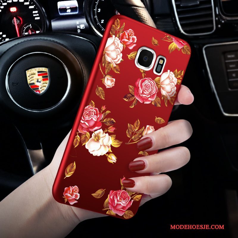 Hoesje Samsung Galaxy S7 Edge Siliconen Anti-fall Rood, Hoes Samsung Galaxy S7 Edge Bescherming Telefoon Trend