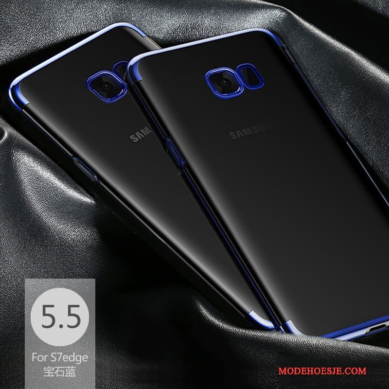 Hoesje Samsung Galaxy S7 Edge Zacht Anti-fall Doorzichtig, Hoes Samsung Galaxy S7 Edge Siliconen Blauw Dun