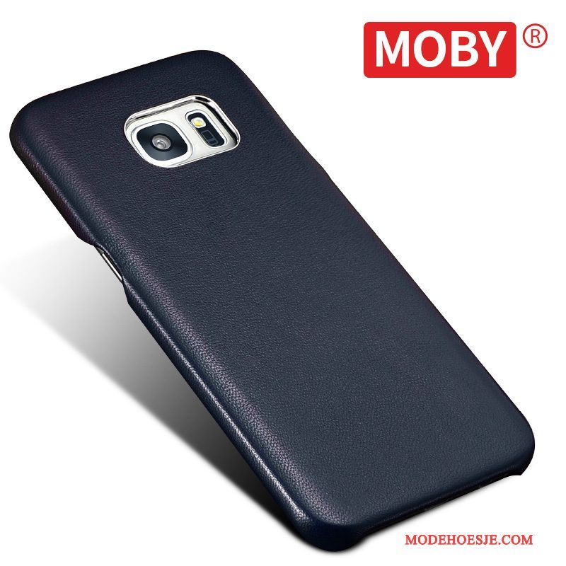 Hoesje Samsung Galaxy S7 Leer Bedrijf Donkerblauw, Hoes Samsung Galaxy S7 Bescherming