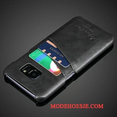 Hoesje Samsung Galaxy S7 Leer Kaarttelefoon, Hoes Samsung Galaxy S7 Bescherming Achterklep Oranje