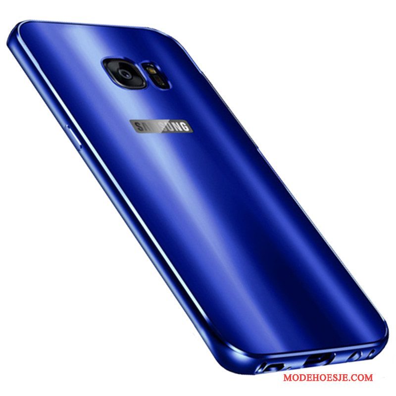 Hoesje Samsung Galaxy S7 Metaal Telefoon Blauw, Hoes Samsung Galaxy S7 Bescherming Omlijsting Anti-fall