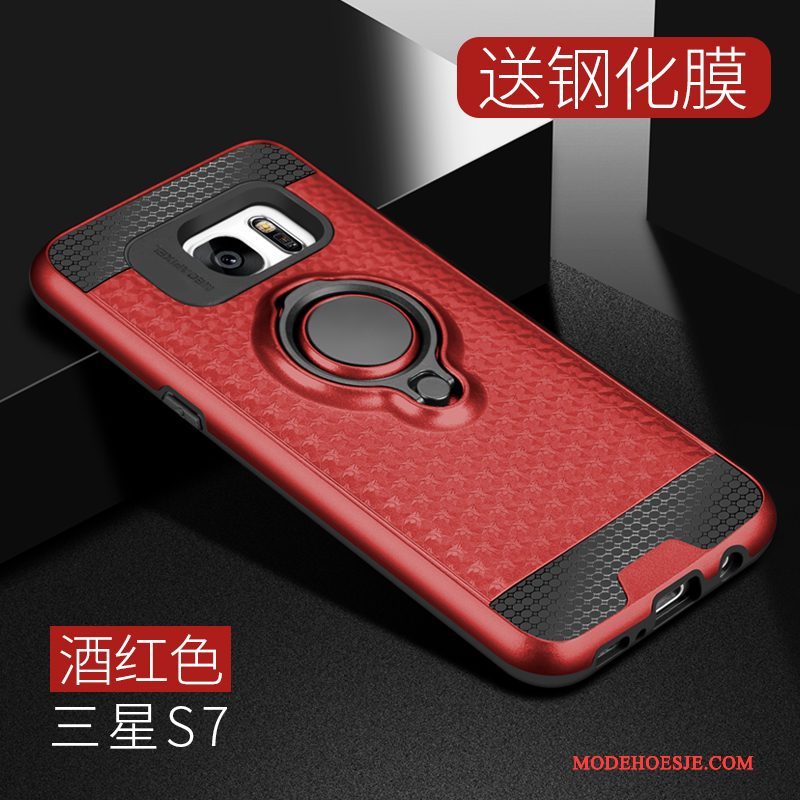 Hoesje Samsung Galaxy S7 Ondersteuning Anti-fall Rood, Hoes Samsung Galaxy S7 Bescherming Trend Hard