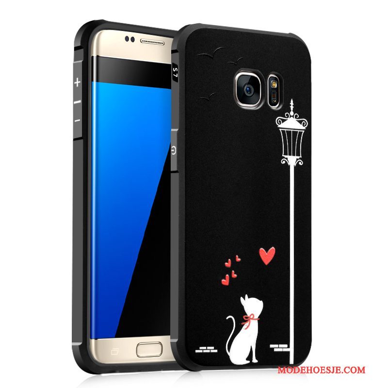 Hoesje Samsung Galaxy S7 Siliconen Anti-fall Zwart, Hoes Samsung Galaxy S7 Scheppend Schrobbentelefoon